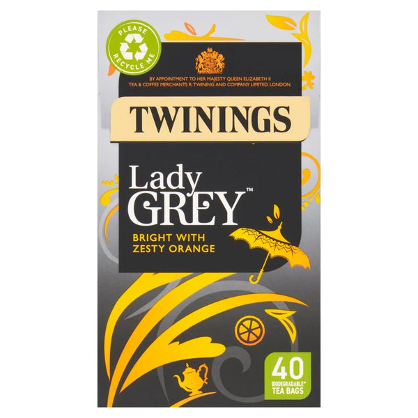 Twinings Lady Grey 40 Tea Bags, front of pack