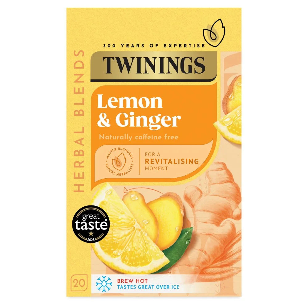 Twinings Lemon and Ginger 20 tea bags, front of pack