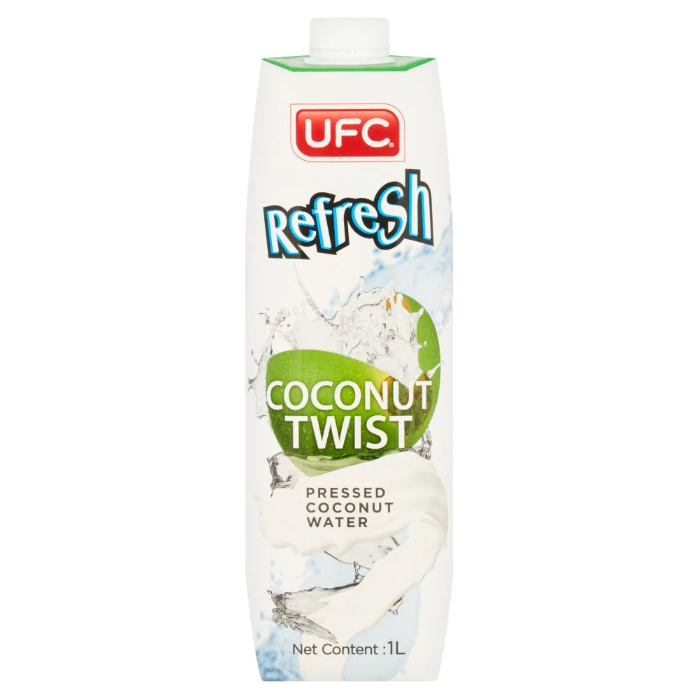 UFC Refresh Coconut Twist Pressed Coconut Water 1L, front of pack