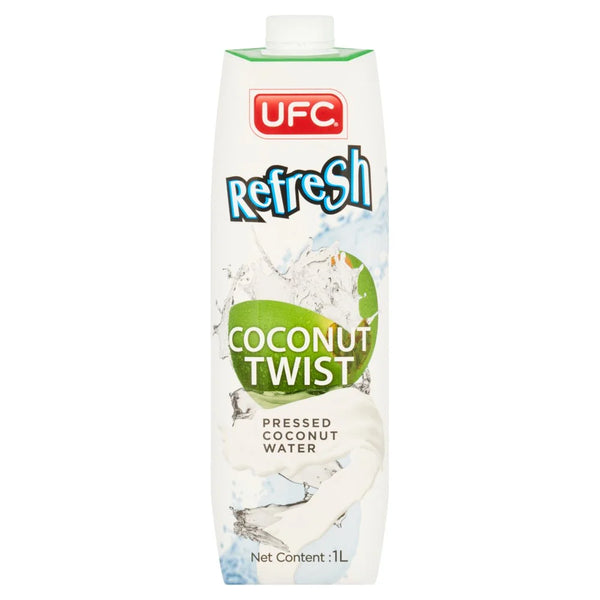 UFC Refresh Coconut Twist Pressed Coconut Water 1L, front of pack