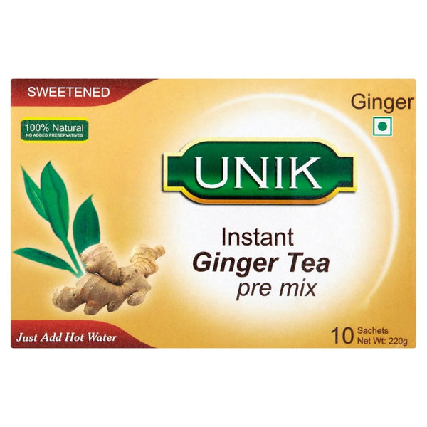 Unik Sweetened Instant Ginger Tea Premix 10 x 22g, front of pack