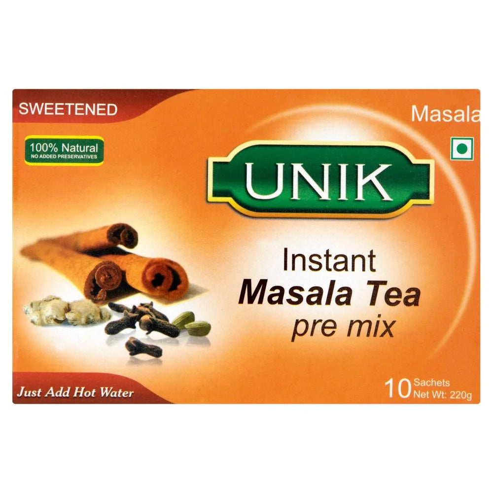 Unik Sweetened Instant Masala Tea Premix 10 x 22g, front of pack