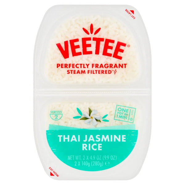 Veetee Steam Filtered Thai Jasmine Rice 2 x 140g, front of pack