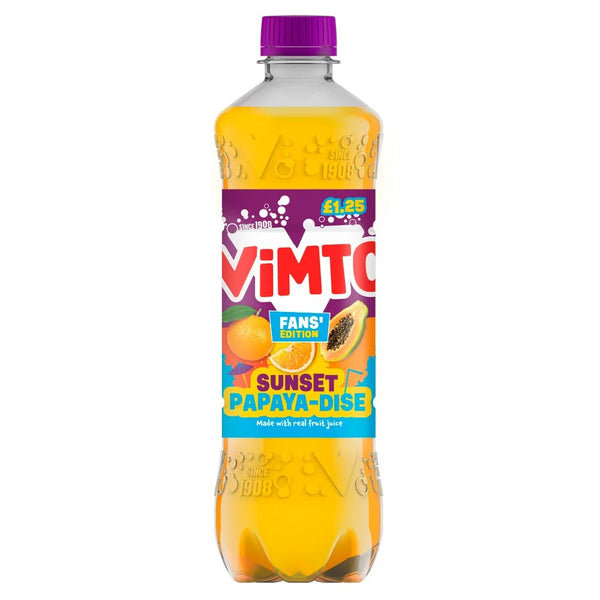 Vimto Fans' Edition Orange and Papaya 500ml, front of pack