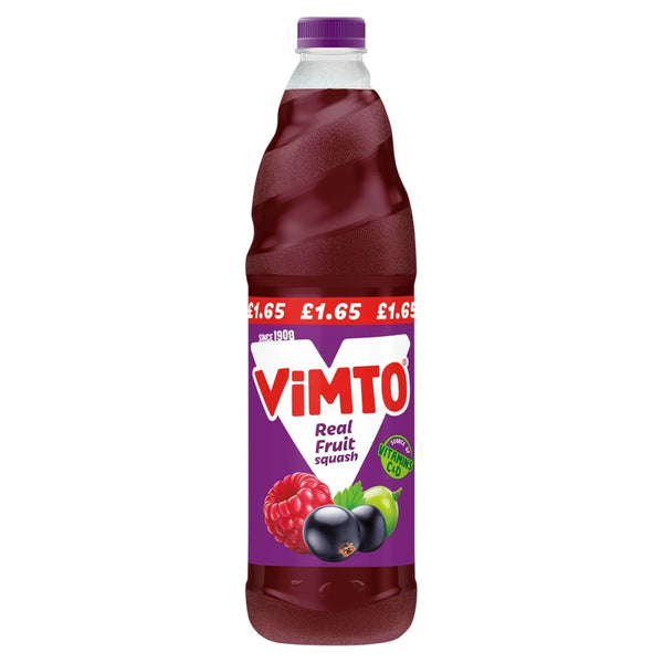 Vimto Real Fruit Squash 725ml pack, front of pack