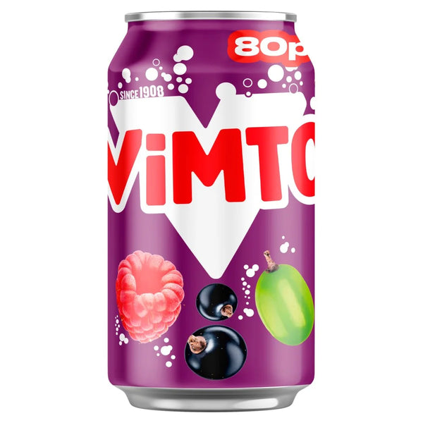 Vimto Soft Drink 330ml Can, front of pack