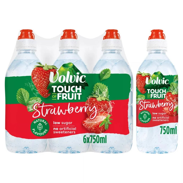 Volvic Touch of Fruit Low Sugar Strawberry Natural Flavoured Water 750ml, front of pack