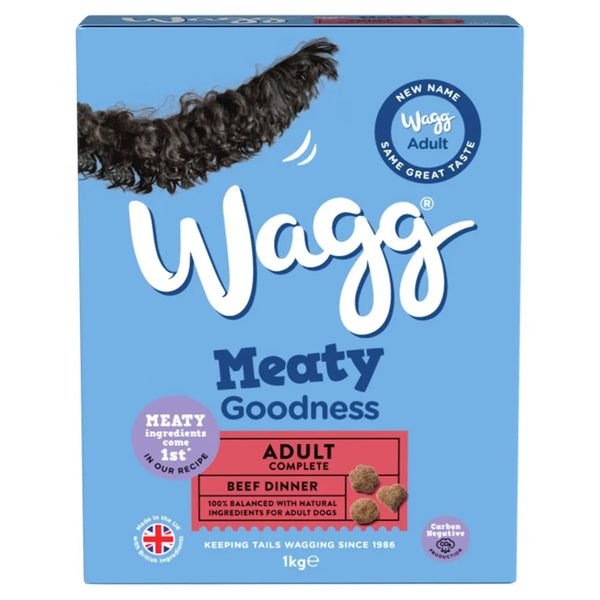 Wagg Meaty Goodness Adult Complete Beef Dinner 1kg, front of pack
