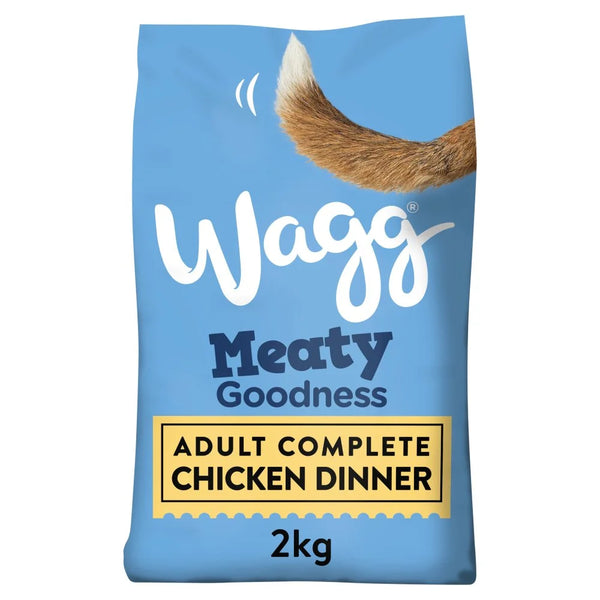 Wagg Meaty Goodness Adult Complete Chicken Dinner Dry Dog Food 2kg, front of pack