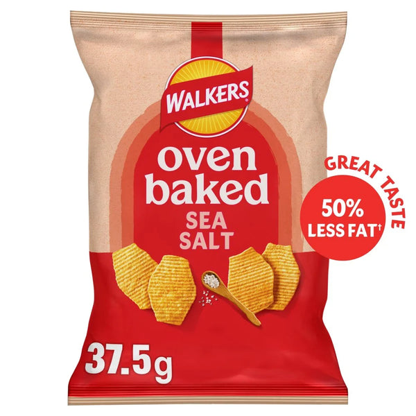 Walkers Baked Sea Salt crisps 37.5g grab bag, front of pack
