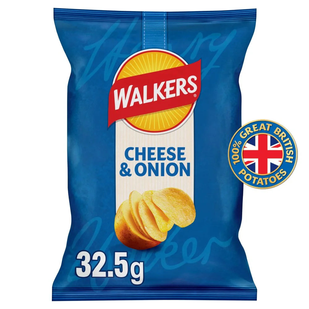 Walkers Cheese & Onion Crisps 32.5g, front of pack