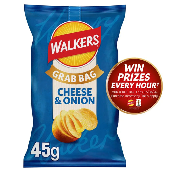 Walkers Cheese & Onion Grab Bag Crisps 45g, front of pack