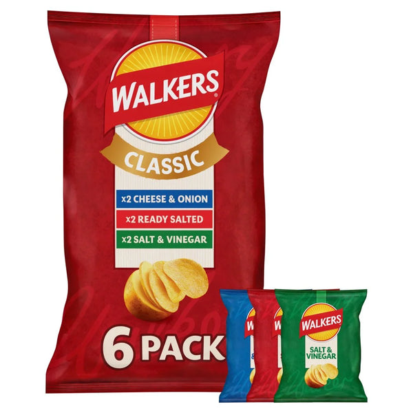 Walkers Classic Variety multipack crisps, 6 x 25g, front of pack