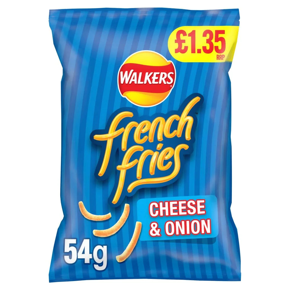 Walkers French Fries Cheese and Onion crisps 54g, front of pack
