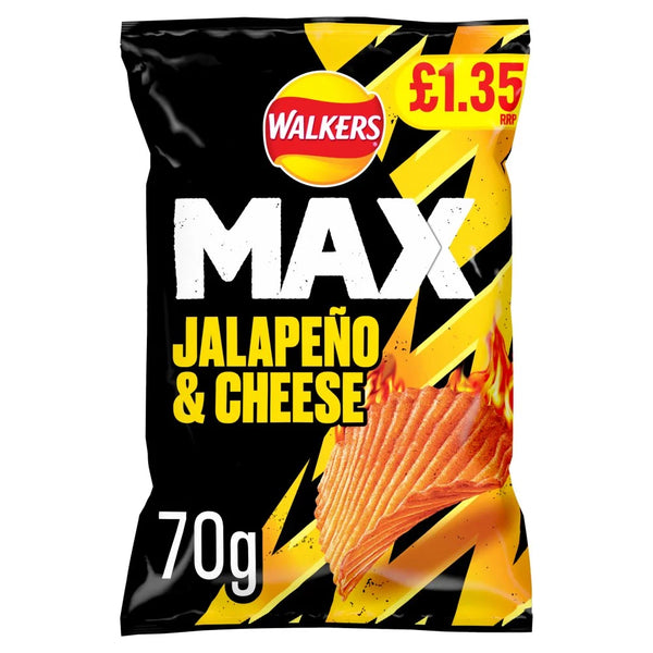 Walkers Max Jalapeno and Cheese Sharing Crisps 70g, front of pack