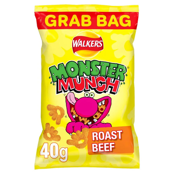 Walkers Monster Munch Roast Beef Crisps 40g, front of pack