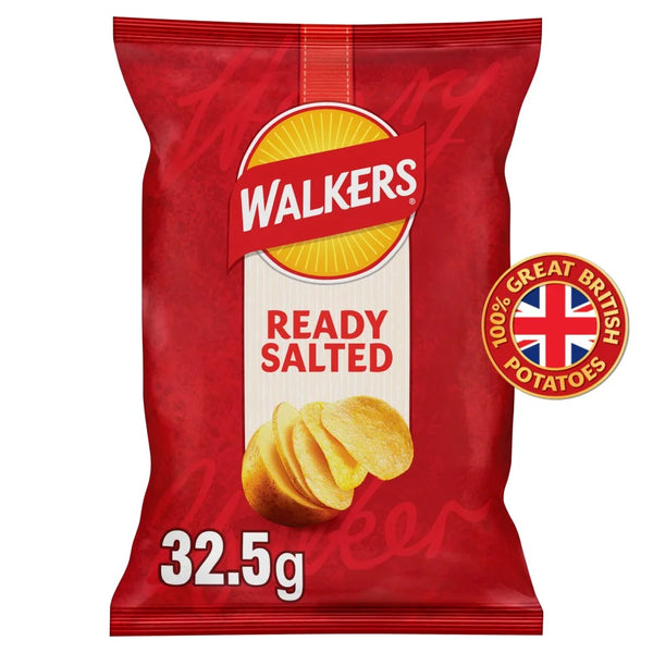 Walkers Ready Salted Crisps 32.5g, front of pack