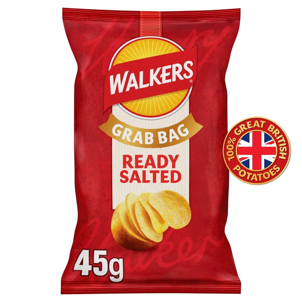 Walkers Ready Salted Grab Bag Crisps 45g, front of pack