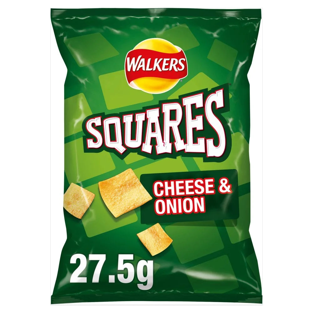 Walkers Squares Cheese & Onion Snacks Crisps 27.5g, front of pack