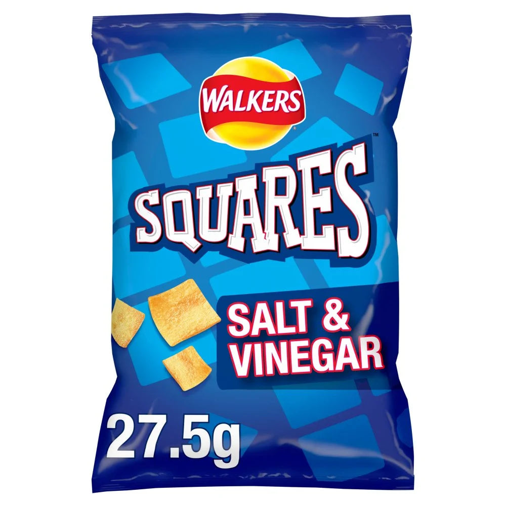 Walkers Squares Salt & Vinegar Snacks Crisps 27.5g, front of pack