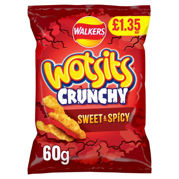 Wotsits Crunchy Sweet and Spicy sharing bag 60g, front of pack