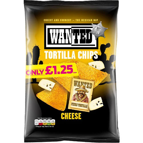 Wanted Tortilla Chips Cheese 125g, front of pack