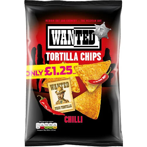 Wanted Tortilla Chips Chilli 125g, front of pack
