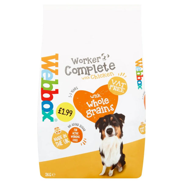 Webbox Complete Chicken dog food 2kg, front of pack
