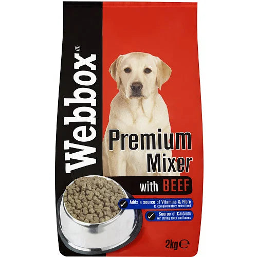 Webbox Mixer Biscuit with Beef 2kg, front of pack