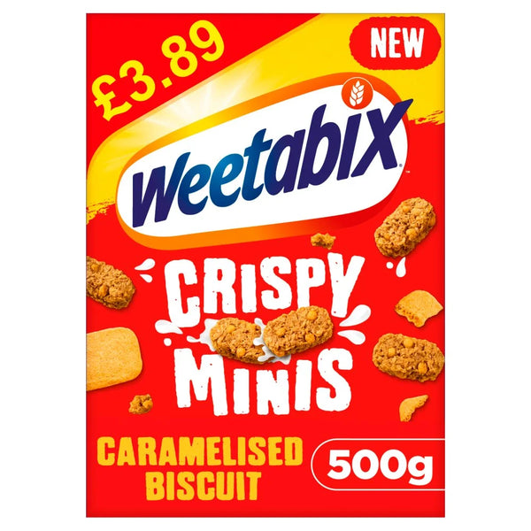 Weetabix Crispy Minis Caramelised Biscuit Cereal 500g, front of pack
