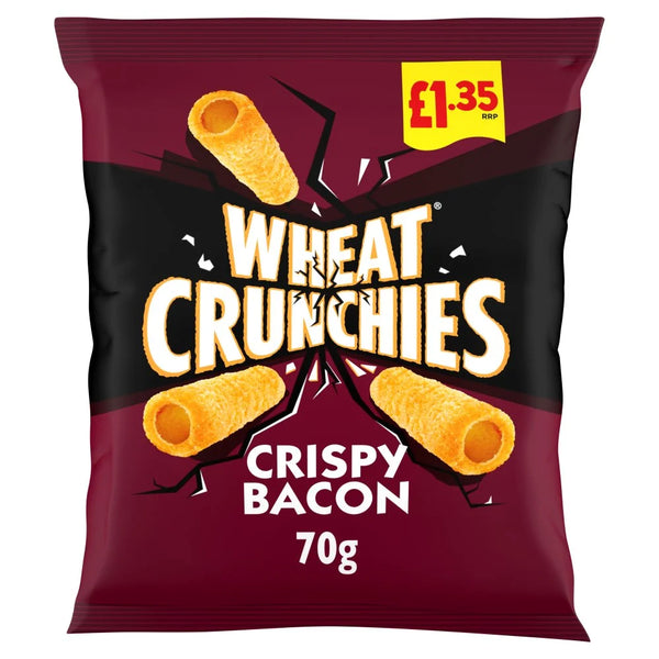 Wheat Crunchies Bacon Crisps 70g, front of pack