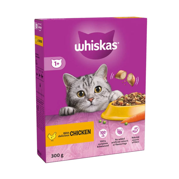 Whiskas 1+ Chicken Adult Dry Cat Food 300g, front of pack