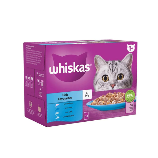Whiskas 1+ Fish Favourites Cat Pouches in Jelly 85g, front of pack