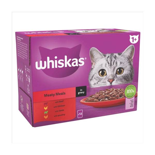 Whiskas 1+ Meaty Meals Cat Pouches in Gravy 85g, front of pack