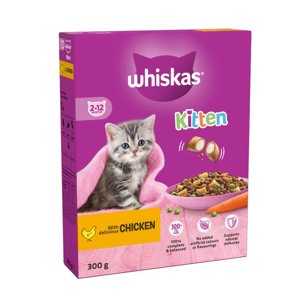 Whiskas Kitten Chicken Dry Cat Food 300g, front of pack