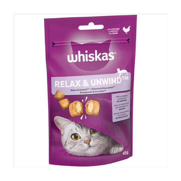 Whiskas Relax and Unwind Cat Treats Chicken 45g, front of pack