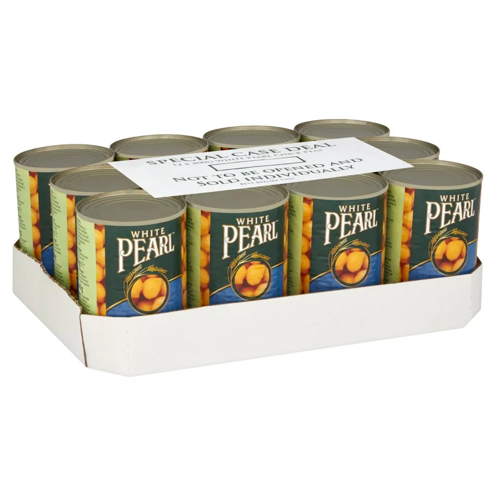 White Pearl Boiled Chick Peas in Salted Water 400g, front of pack