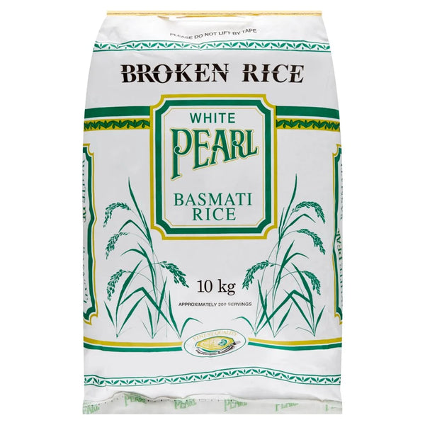 White Pearl Broken Basmati Rice 10kg, front of pack