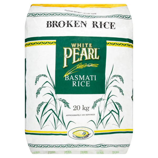 White Pearl Broken Basmati Rice 20kg, front of pack