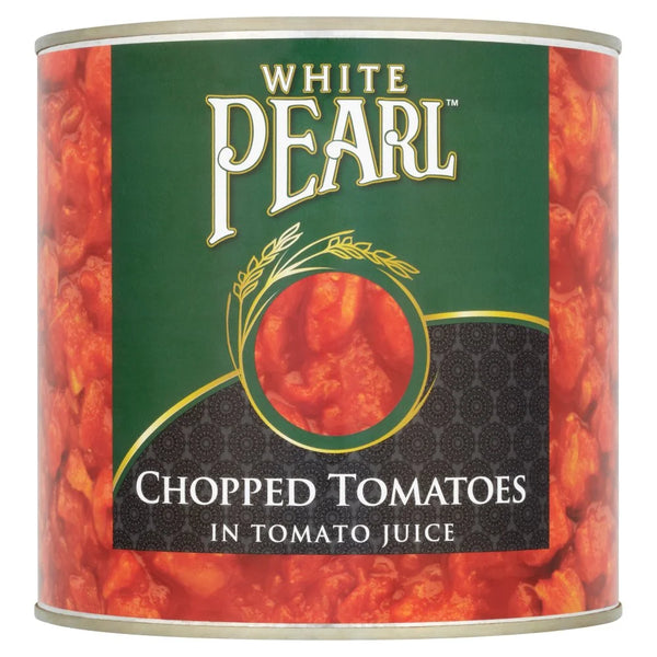 White Pearl Chopped Tomatoes in Tomato Juice 2.5kg, front of pack