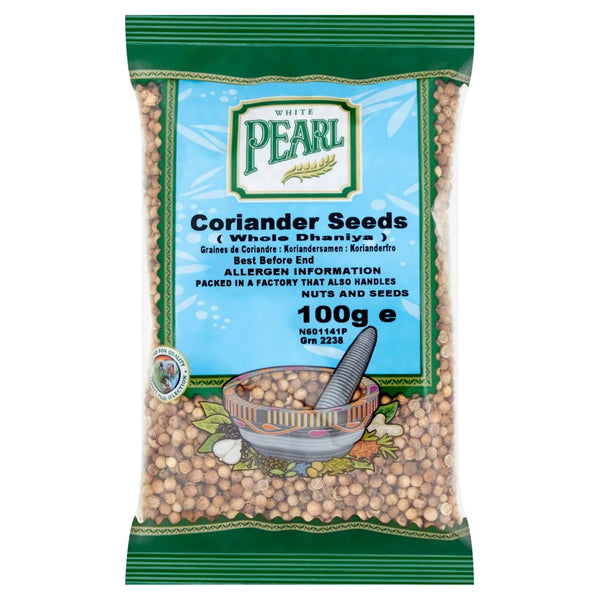 White Pearl Coriander Seeds 100g, front of pack