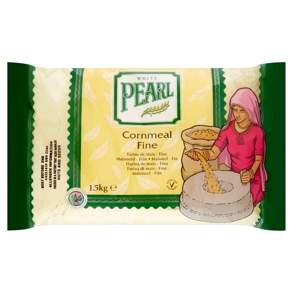 White Pearl fine cornmeal 1.5kg, front of pack
