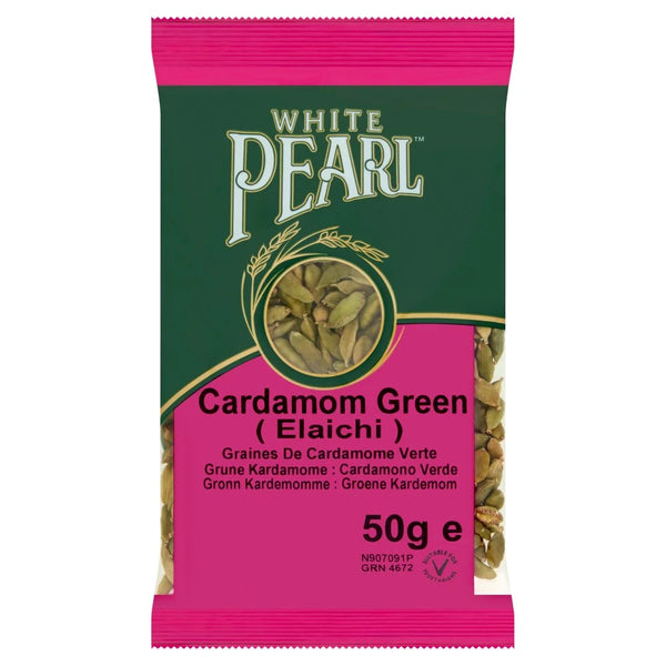White Pearl Green Cardamom 50g, front of pack