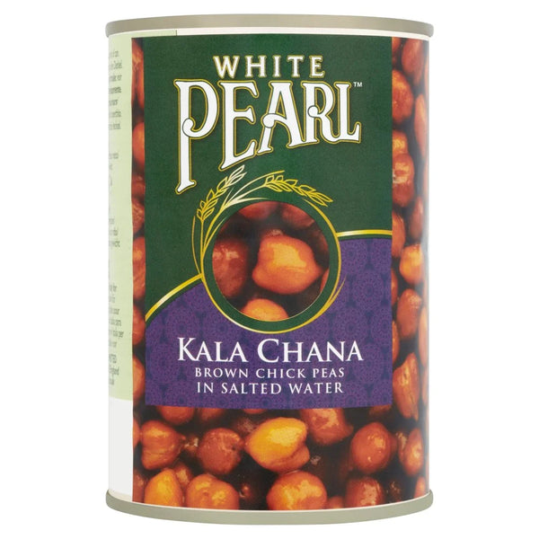White Pearl Kala Chana Brown Chick Peas in Salted Water 400g, front of pack