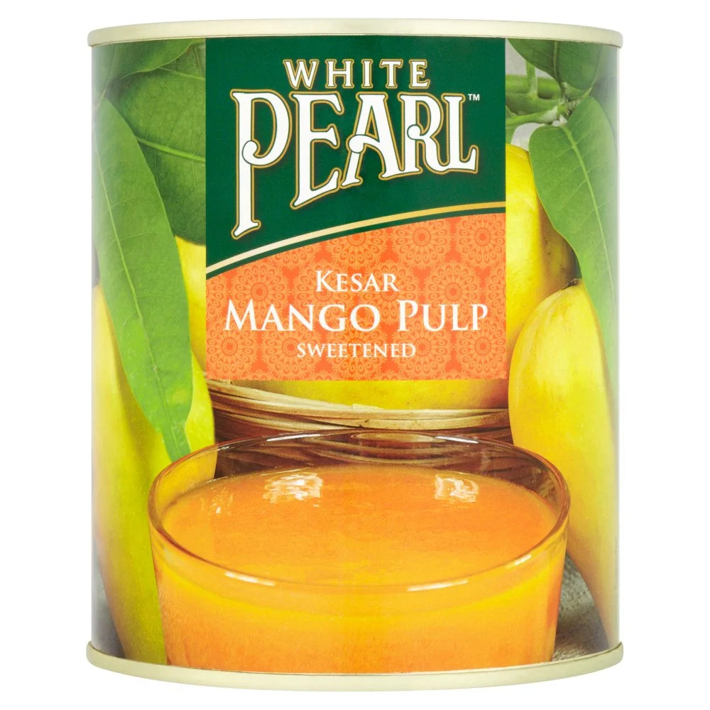 White Pearl Kesar Mango Pulp Sweetened 850g, front of pack