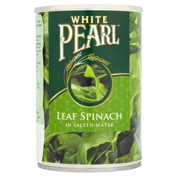 White Pearl Leaf Spinach in Salted Water 380g, front of pack