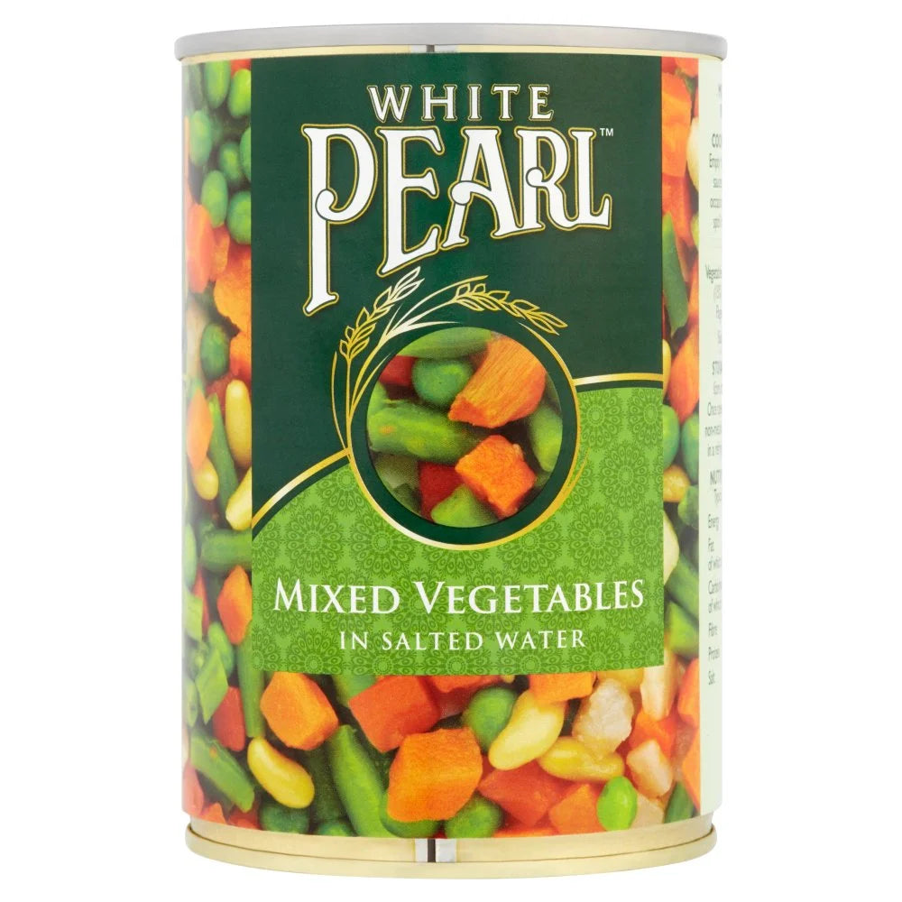 White Pearl Mixed Vegetables in Salted Water 400g, front of pack