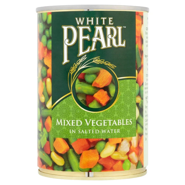 White Pearl Mixed Vegetables in Salted Water 400g, front of pack