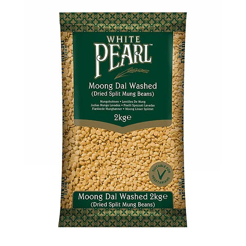 White Pearl Moong Dall Washed 2kg, front of pack