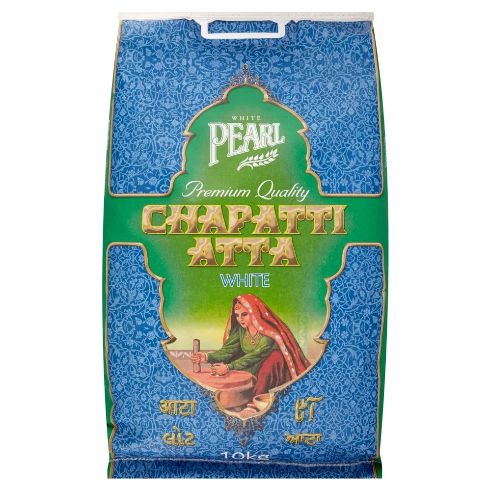 White Pearl Premium Quality Chapatti Atta White 10kg, front of pack